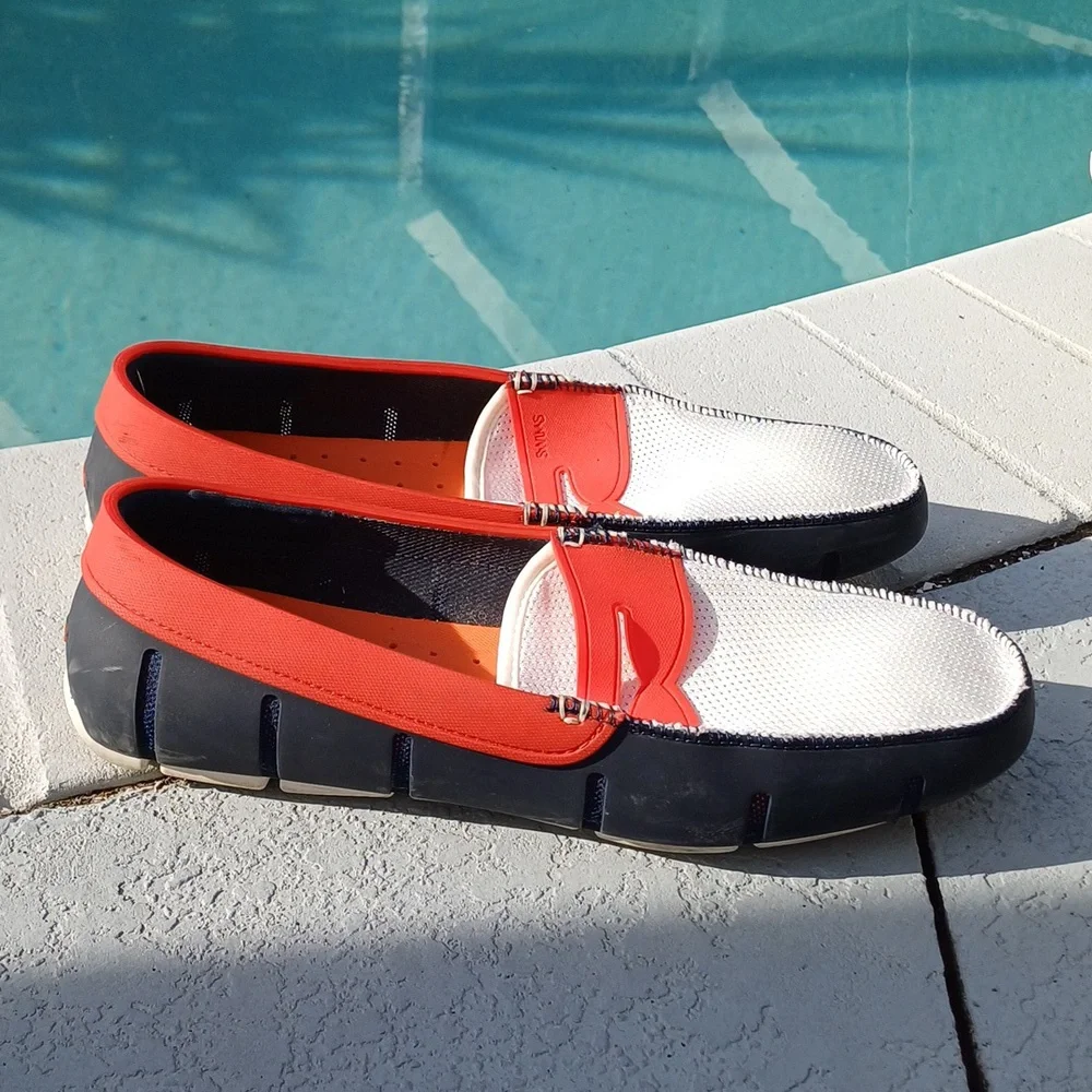Swims Men's White, Red & Navy Slip-On Boat Shoes